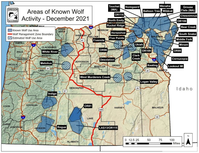 ODFW Oregon Wolf Map 2021 Wolf Conservation Center