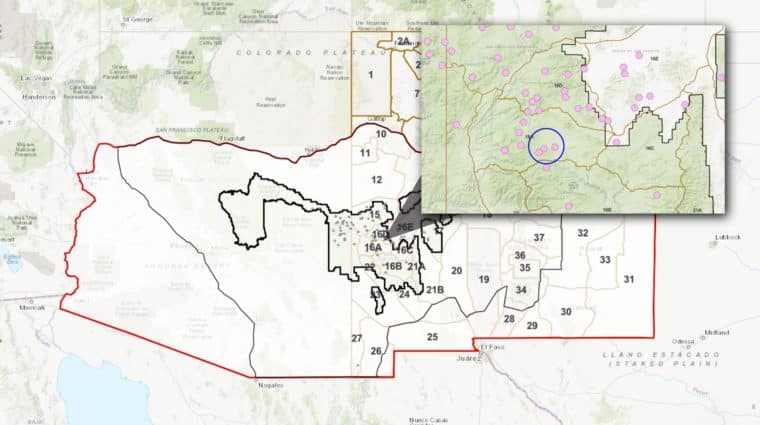 Generalized Iron Creek pack locations. Data collected by the Mexican Wolf Interagency Field Team. Map credit: USFWS