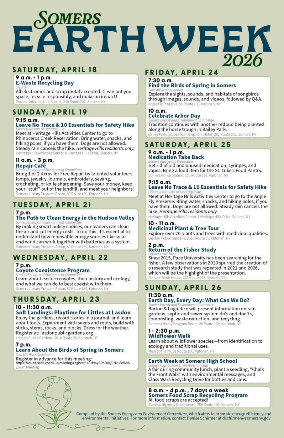 EEC 2026 Earth Week Flyer | Wolf Conservation Center